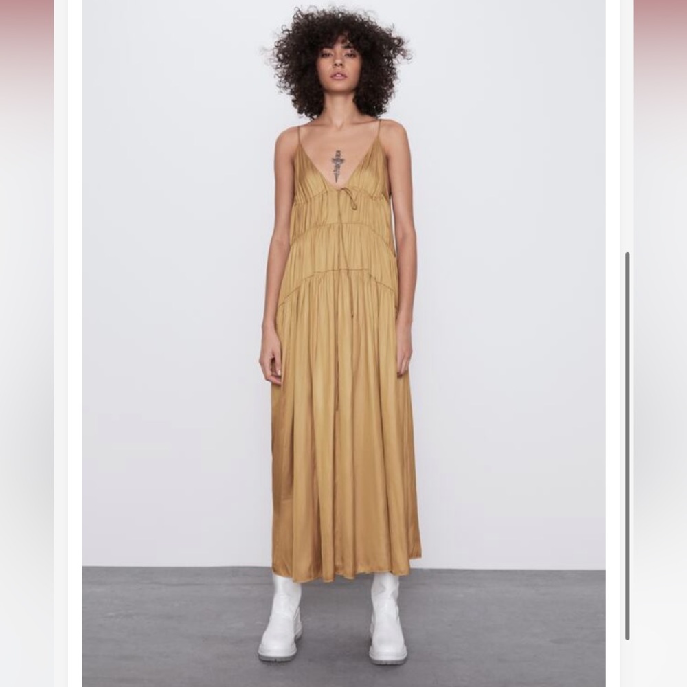Zara Satin Gold Dress